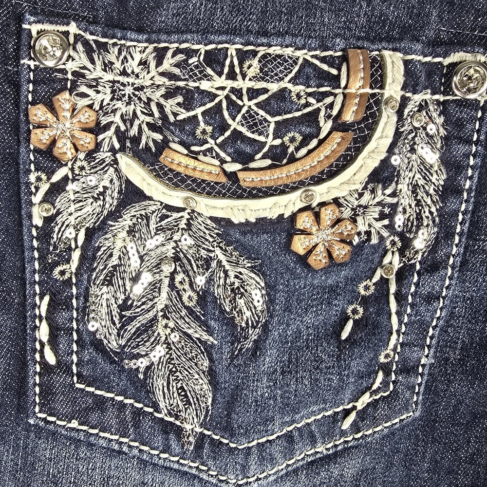 Miss Me Jeans Womens 33x32 Blue Mid Rise Bootcut Embroidered Denim Western NWT - Picture 5 of 15